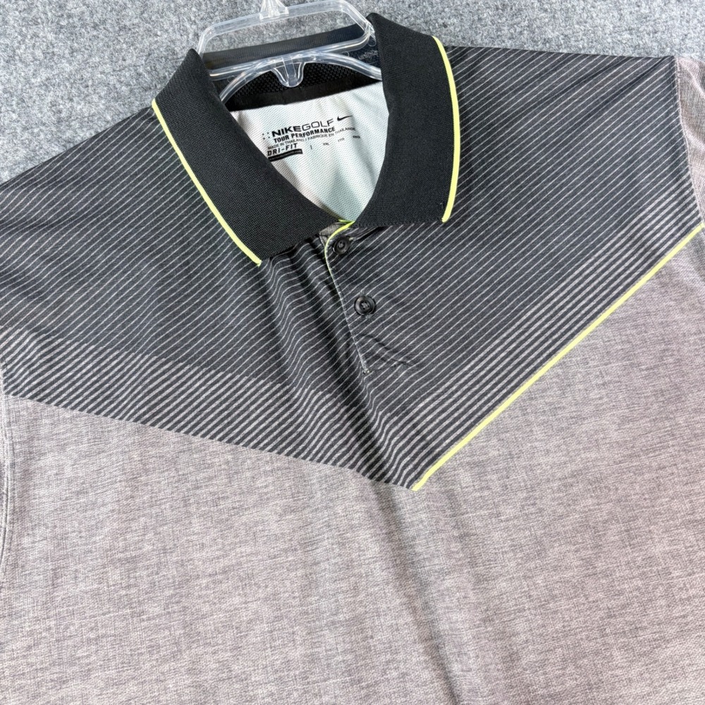 Nike Golf Tour Performance Dri-FIT Polo Shirt Grey Volt 639914-010 Mens 2XL